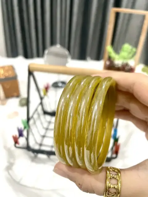 Glossy Ribbed Bangles-Yellow